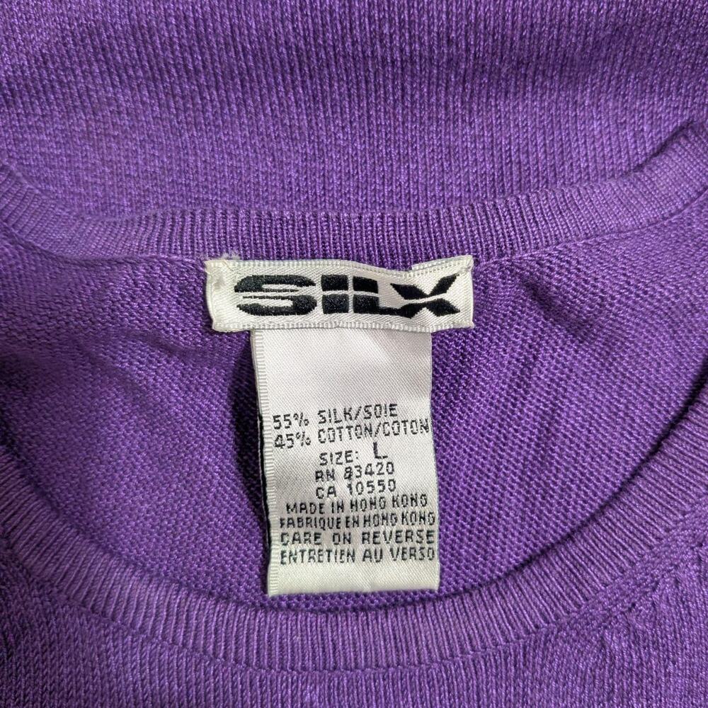 Silx purple silk‑cotton short‑sleeve tee, size L - Picture 4 of 5